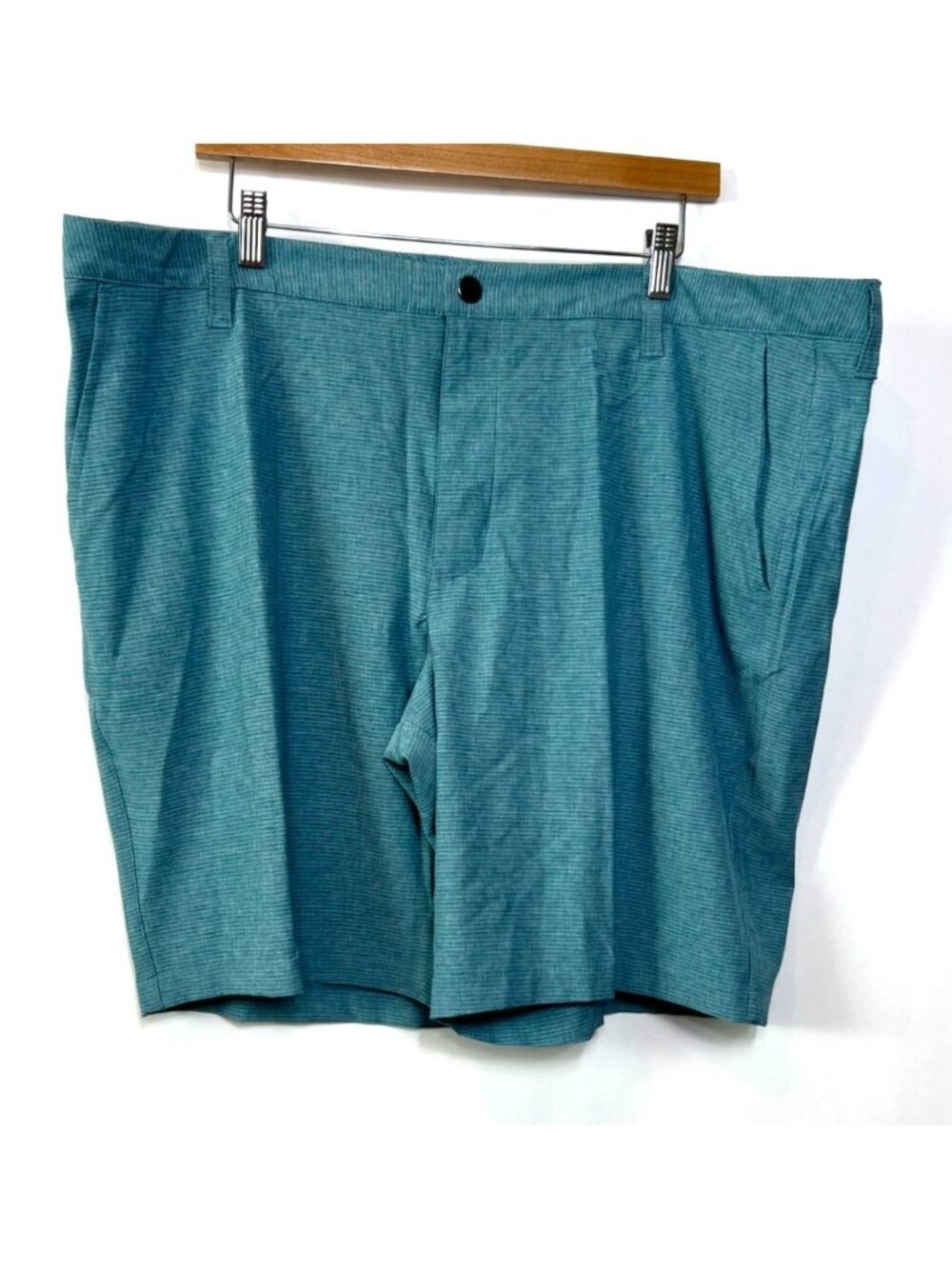 George Flat Front Shorts Blue Green Teal Polyester Spandex Lightweight Size 42